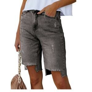 Dokotoo Womens Shorts Size Medium Gray Long Cargo Bermuda High Waisted Shorts S1